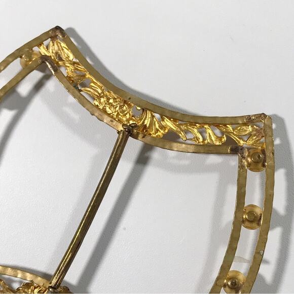 Vintage Ornate Filigree Pearl Gold Gilt Victorian Sash Belt Buckle Large Estate - Picture 12 of 14